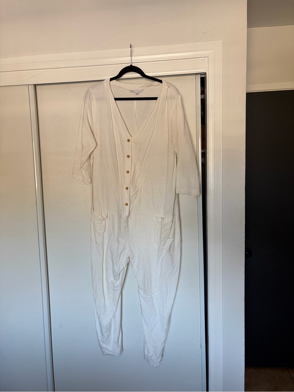 The Nines by Hatch White Maternity Jumpsuit - Relaxed Button-Front - Picture 2 of 3